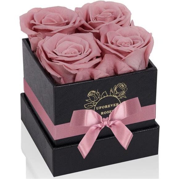 4-Piece Preserved Roses in a Box, Preserved Flowers, Roses Gift for Her, Dusty - Picture 1 of 7